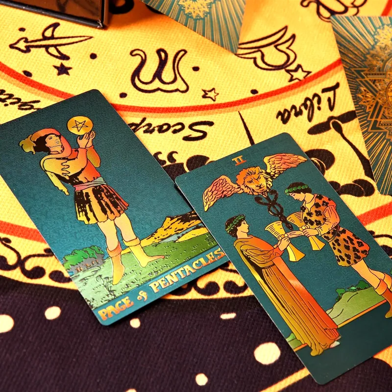 ZOCO Black Gold Sun Tarot Card Box Included Waterproof And Durable PET Material Board Games-23