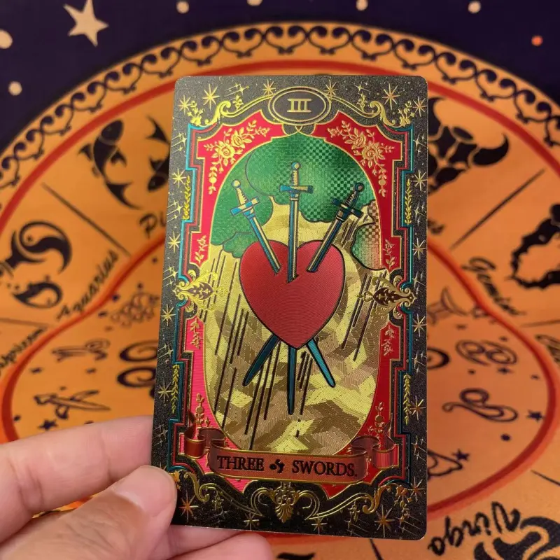 ZOCO Black Gold Sun Tarot Card Box Included Waterproof And Durable PET Material Board Games-31