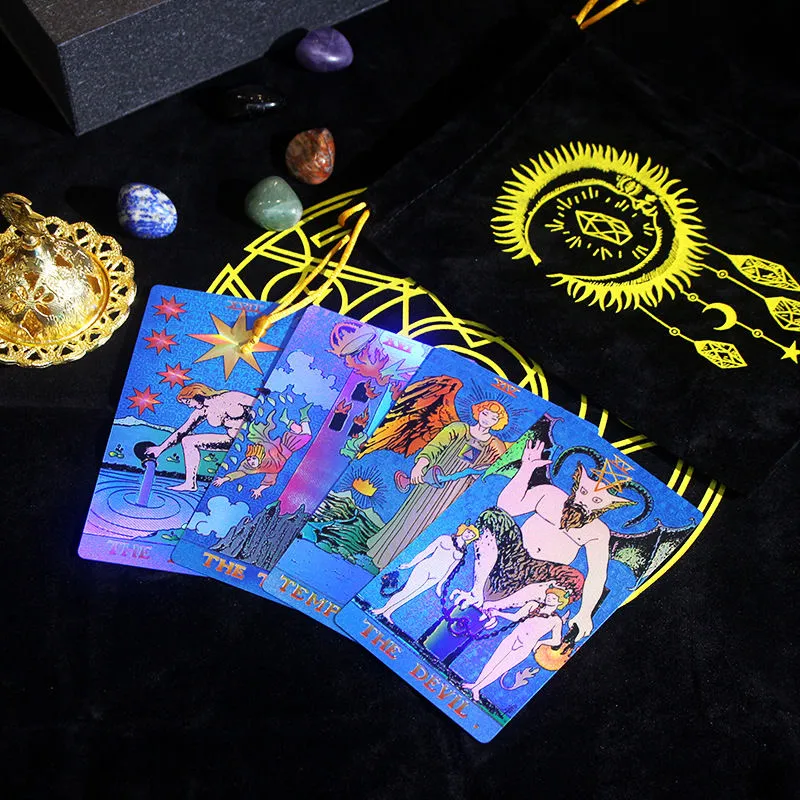 ZOCO Black Gold Sun Tarot Card Box Included Waterproof And Durable PET Material Board Games-42