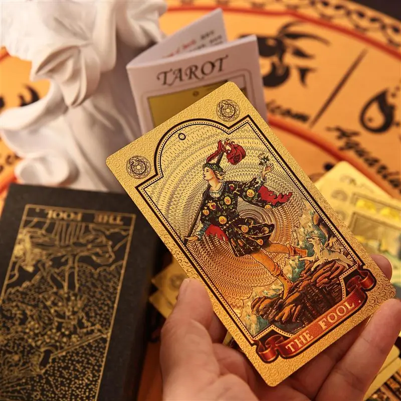 ZOCO Black Gold Sun Tarot Card Box Included Waterproof And Durable PET Material Board Games-35