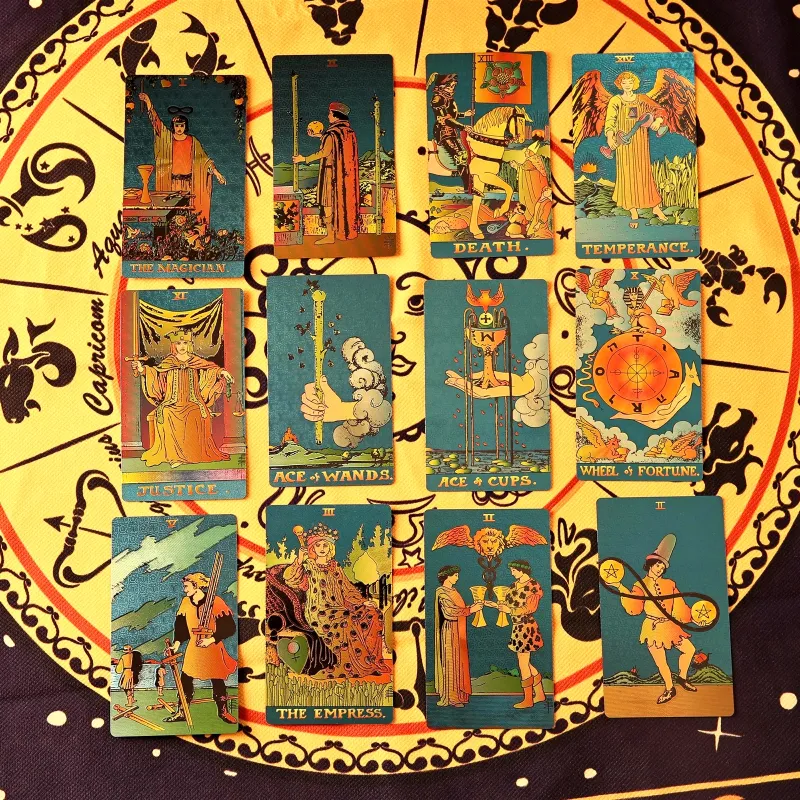 ZOCO Black Gold Sun Tarot Card Box Included Waterproof And Durable PET Material Board Games-22