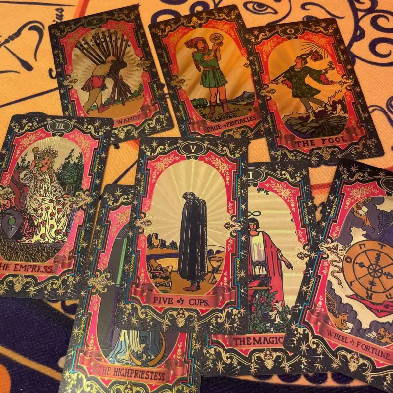 ZOCO Black Gold Sun Tarot Card Box Included Waterproof And Durable PET Material Board Games-28