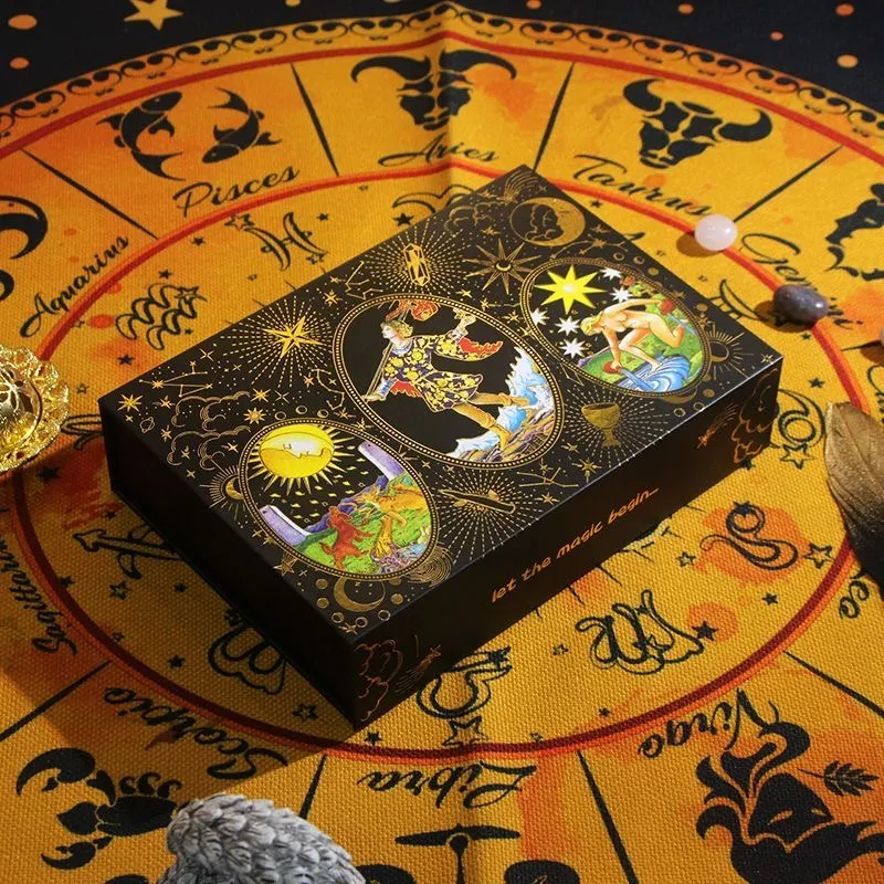 ZOCO Black Gold Sun Tarot Card Box Included Waterproof And Durable PET Material Board Games-47
