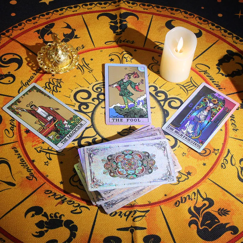 ZOCO Black Gold Sun Tarot Card Box Included Waterproof And Durable PET Material Board Games-9