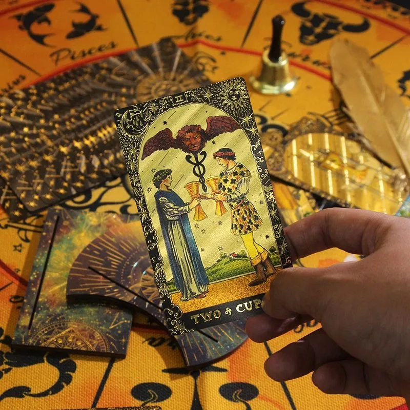 ZOCO Black Gold Sun Tarot Card Box Included Waterproof And Durable PET Material Board Games-50