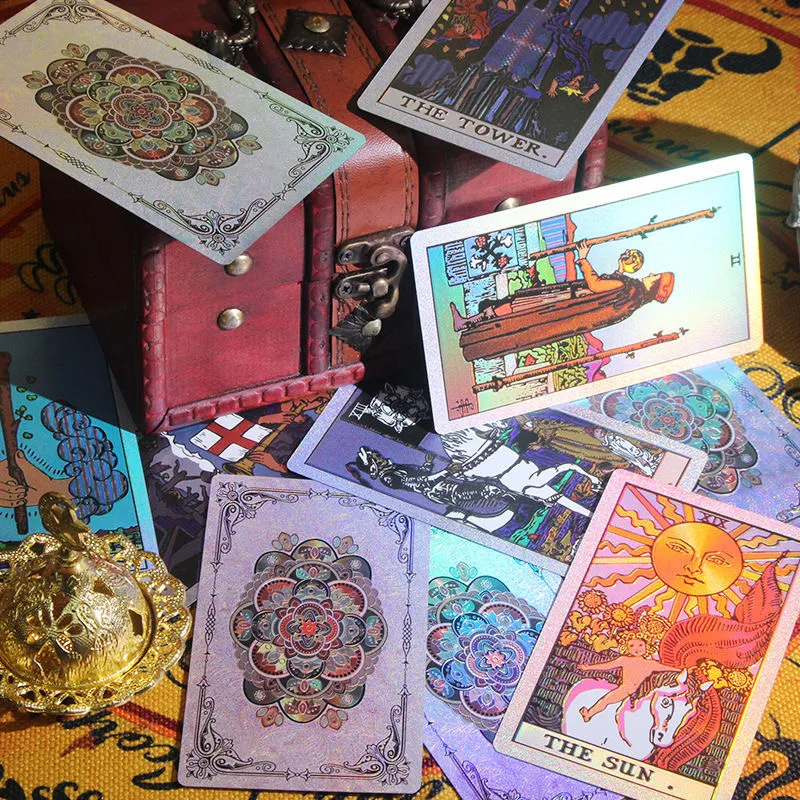 ZOCO Black Gold Sun Tarot Card Box Included Waterproof And Durable PET Material Board Games-10