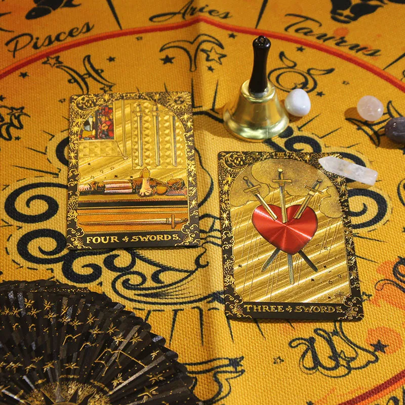 ZOCO Black Gold Sun Tarot Card Box Included Waterproof And Durable PET Material Board Games-2