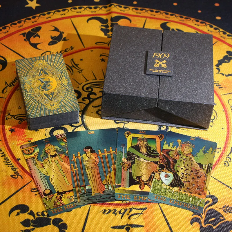 ZOCO Black Gold Sun Tarot Card Box Included Waterproof And Durable PET Material Board Games-44