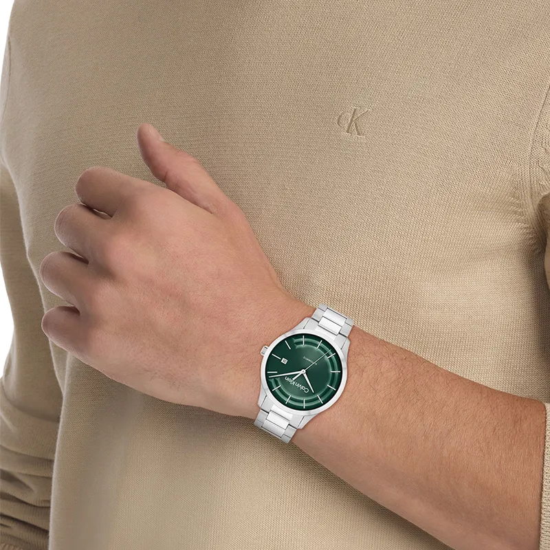 CALVIN KLEIN Knight Wrist Watch Automatic Mechanical Movement Steel Strap 40mm Green Dial Unisex-4