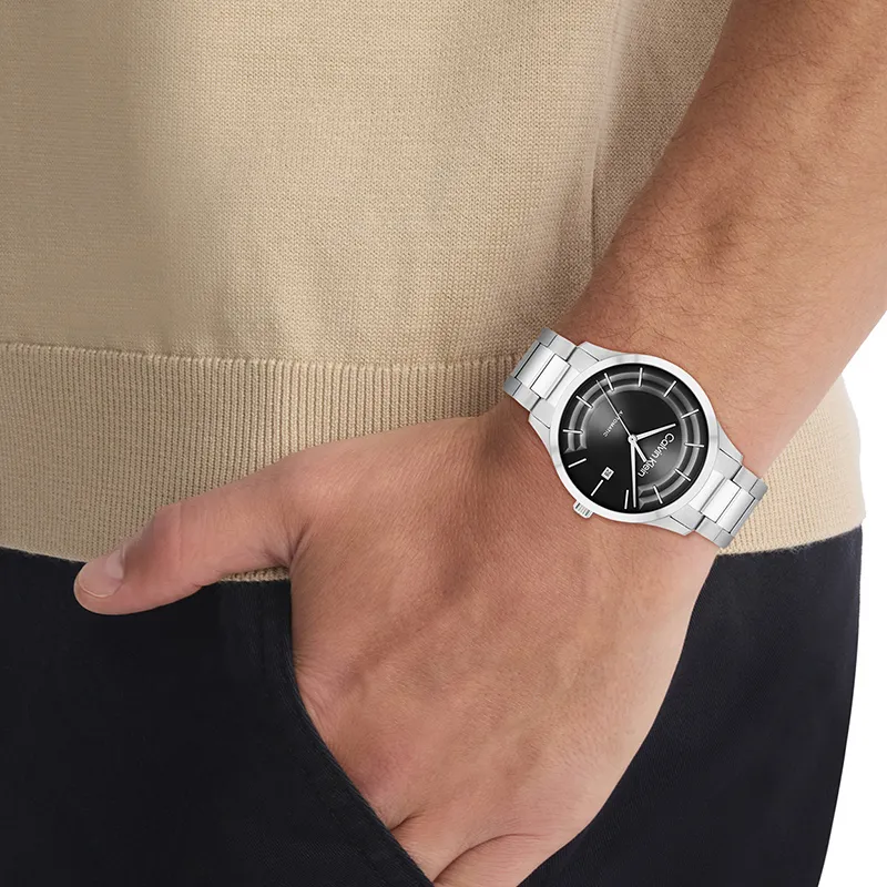 CALVIN KLEIN Knight Wrist Watch Automatic Mechanical Movement Steel Strap 40mm Black Dial Unisex-4