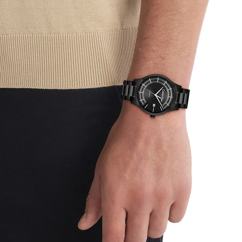 CALVIN KLEIN Knight Wrist Watch Automatic Mechanical Movement Steel Strap 40mm Black Dial Unisex-4