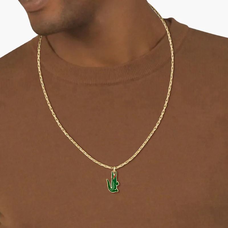 LACOSTE Stainless Steel Necklaces Men's Gold/Green-3