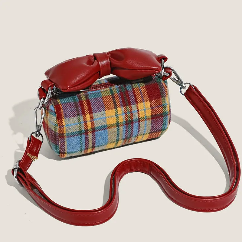 Juju Jimmy PU With Woolen Crossbody Bag Regular Women's Red-3