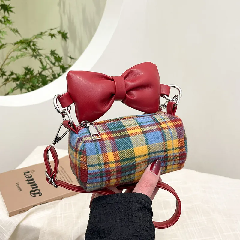 Juju Jimmy PU With Woolen Crossbody Bag Regular Women's Red-1