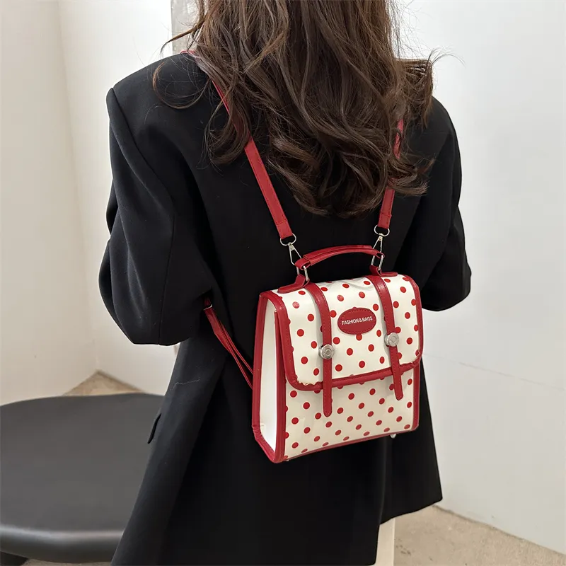 Juju Jimmy PU Backpack Regular Women's Red White-1