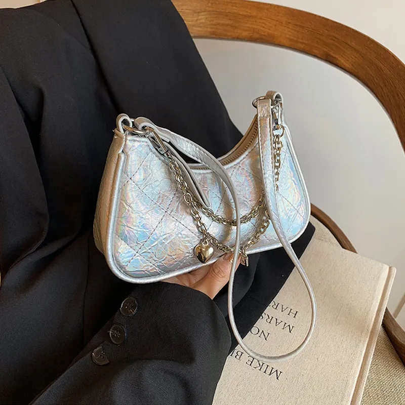 Juju Jimmy PU Shoulder Bag Crossbody Bag Regular Women's Silver/Dazzling Color/Black-14