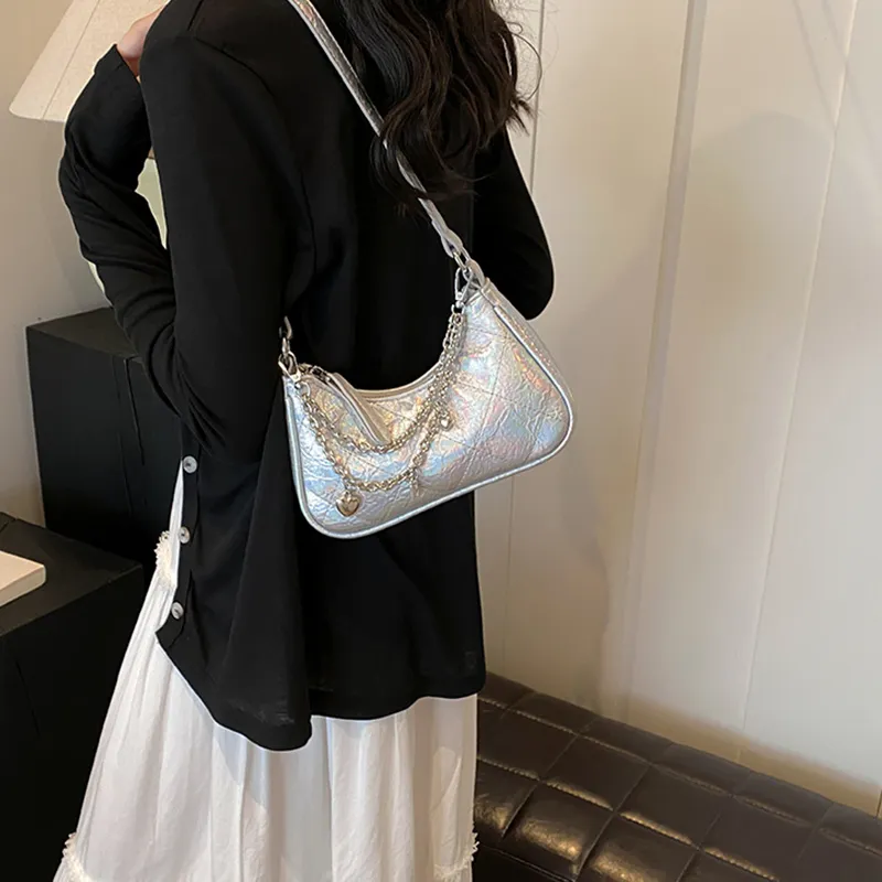 Juju Jimmy PU Shoulder Bag Crossbody Bag Regular Women's Silver/Dazzling Color/Black-15