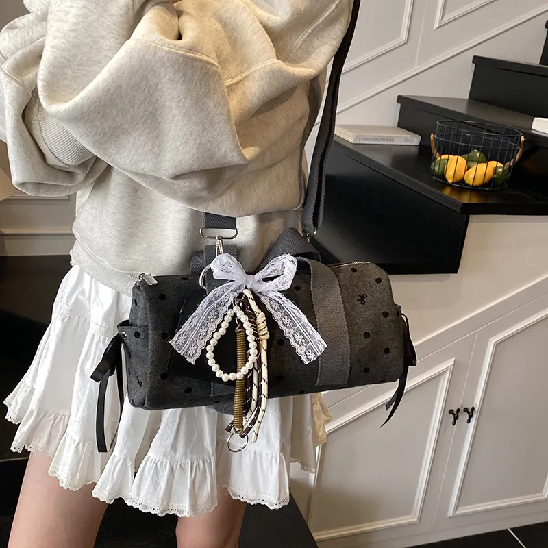Juju Jimmy Shoulder Bag Canvas Regular Women's Black Gray-2