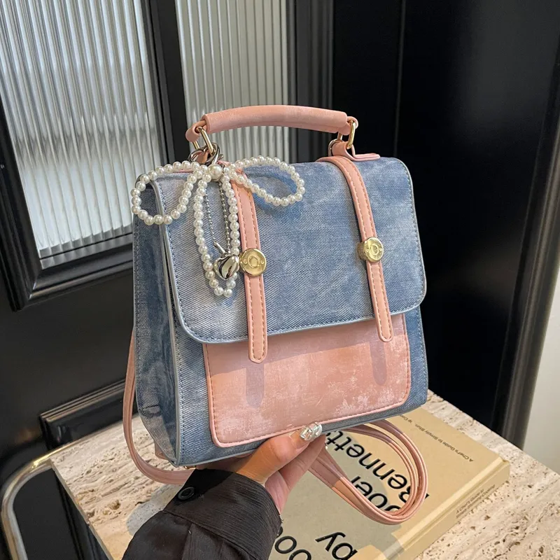 Juju Jimmy PU Crossbody Backpack Regular Women's Blue/Beige-4