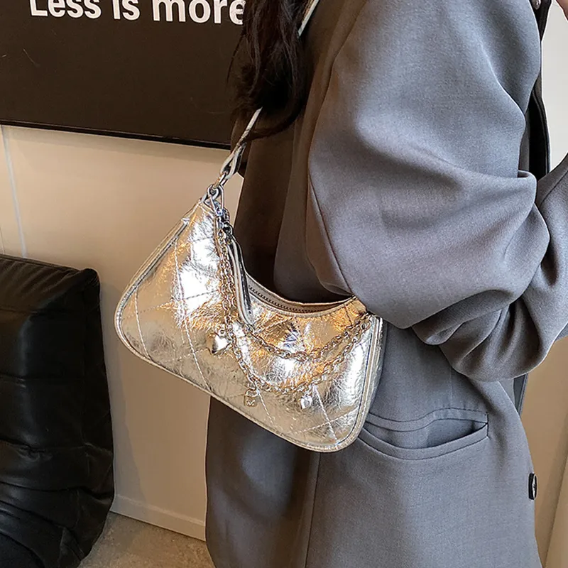 Juju Jimmy PU Shoulder Bag Crossbody Bag Regular Women's Silver/Dazzling Color/Black-7