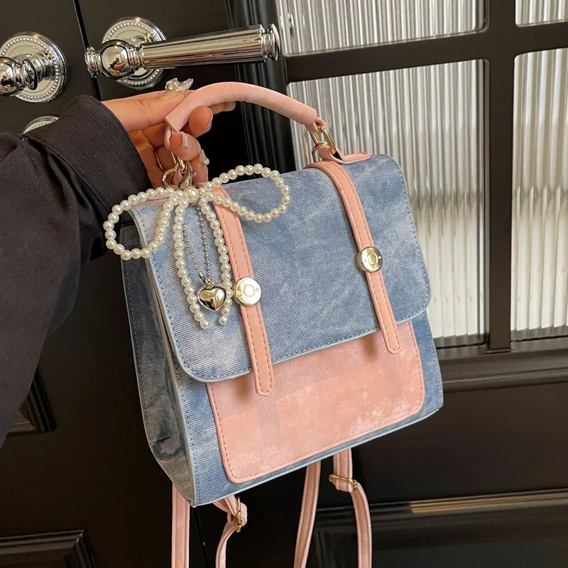 Juju Jimmy PU Crossbody Backpack Regular Women's Blue/Beige-5