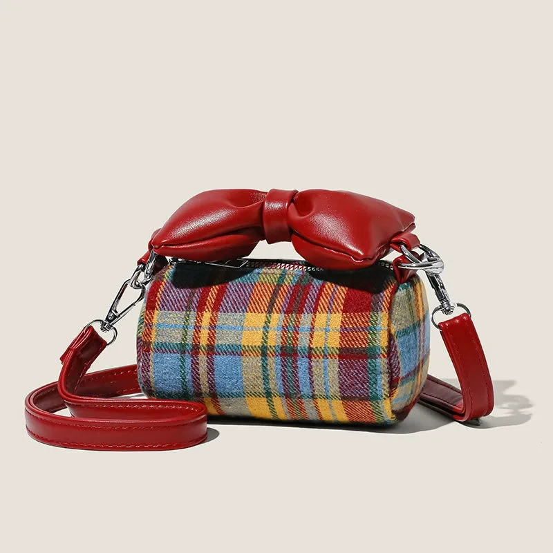 Juju Jimmy PU With Woolen Crossbody Bag Regular Women's Red-2