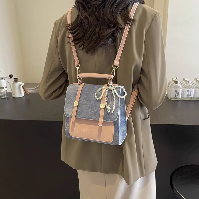 Juju Jimmy PU Crossbody Backpack Regular Women's Blue/Beige-3