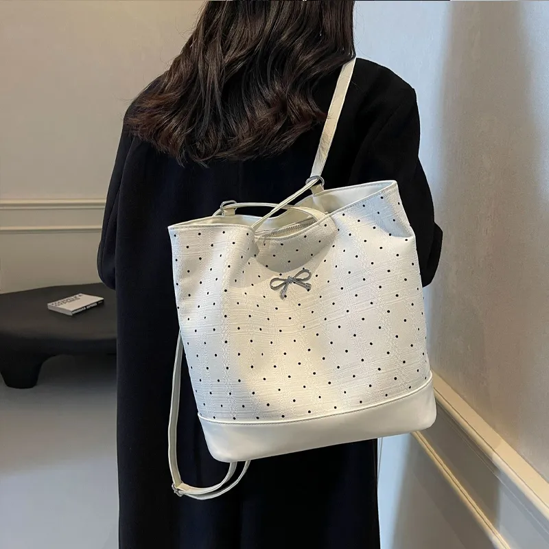 Juju Jimmy PU Tote Bag, Shopping Bag, Shoulder Bag Regular Women's White-3