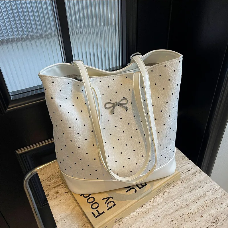 Juju Jimmy PU Tote Bag, Shopping Bag, Shoulder Bag Regular Women's White-5