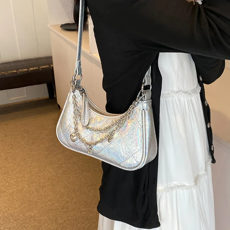 Juju Jimmy PU Shoulder Bag Crossbody Bag Regular Women's Silver/Dazzling Color/Black-18