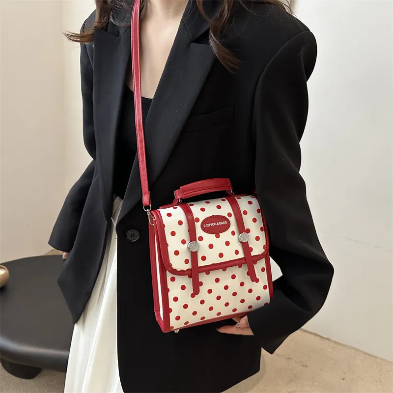 Juju Jimmy PU Backpack Regular Women's Red White-3