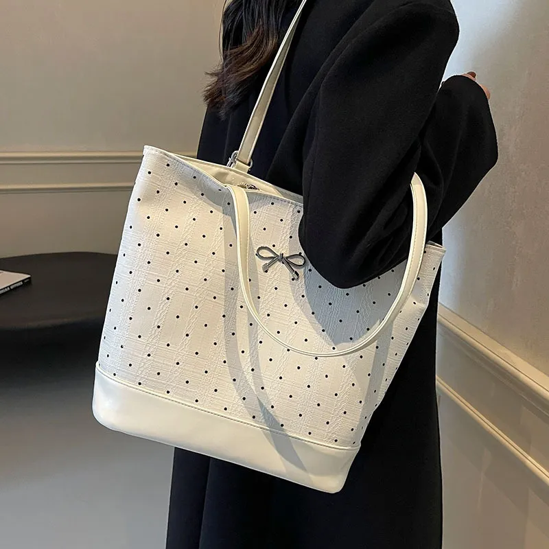 Juju Jimmy PU Tote Bag, Shopping Bag, Shoulder Bag Regular Women's White-1