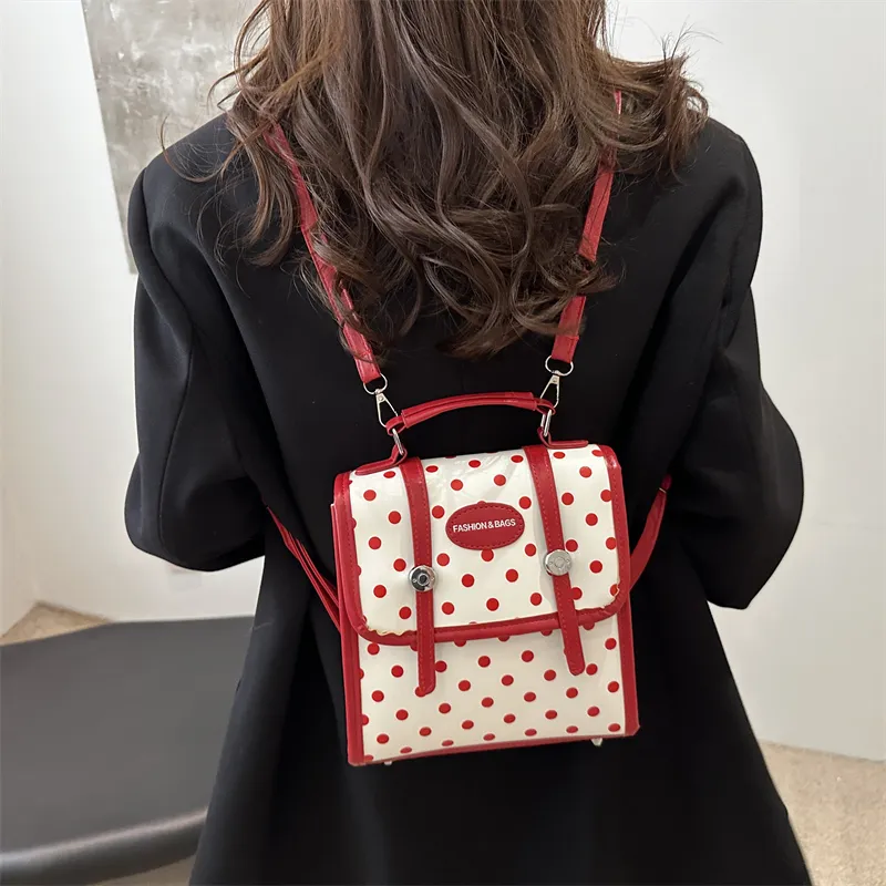 Juju Jimmy PU Backpack Regular Women's Red White-2
