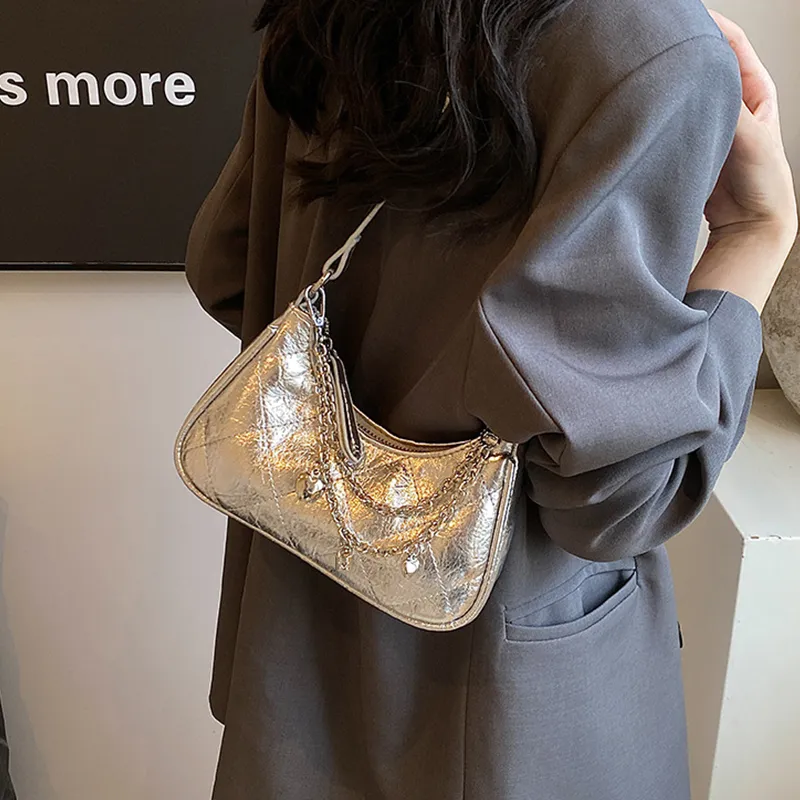 Juju Jimmy PU Shoulder Bag Crossbody Bag Regular Women's Silver/Dazzling Color/Black-6