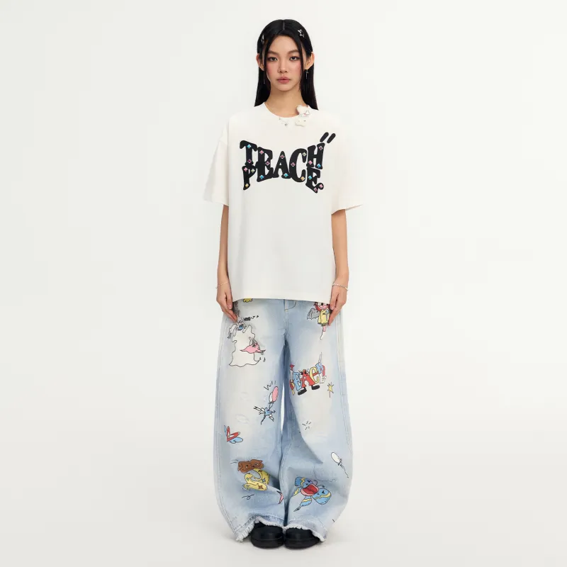 Teach Peace T Shirt Unisex White-4