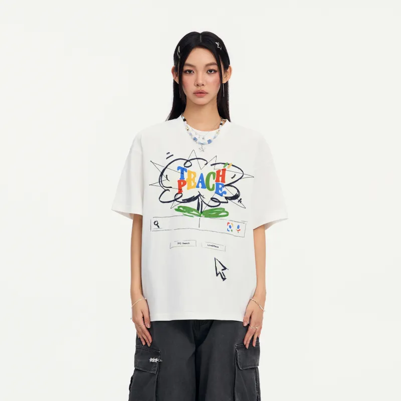 Teach Peace T Shirt Unisex White-2
