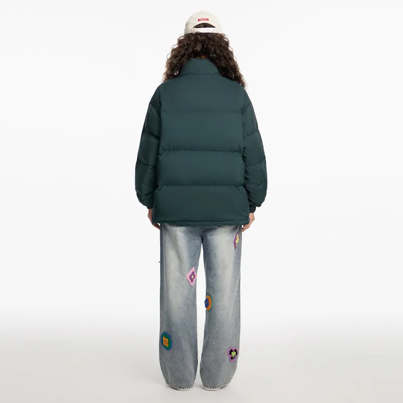 Teach Peace Basic Letter Print Thickened Stand Collar 90 Fill Power White Duck Down Coat Down Jacket Unisex-9