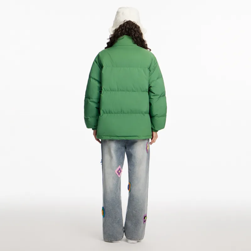 Teach Peace Basic Letter Print Thickened Stand Collar 90 Fill Power White Duck Down Coat Down Jacket Unisex-5
