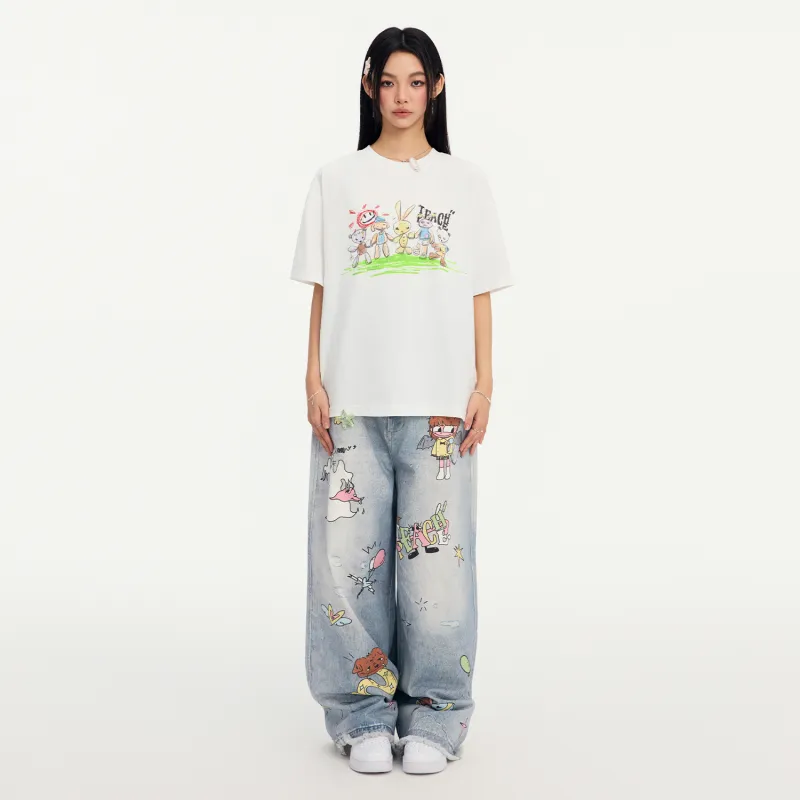 Teach Peace T Shirt Unisex White-4
