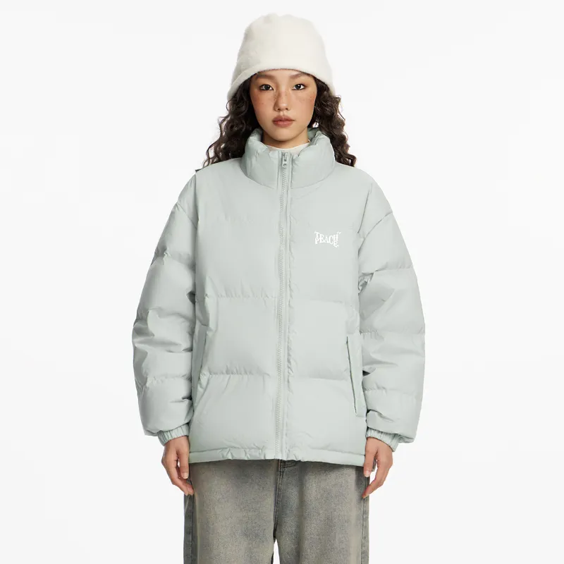 Teach Peace Basic Letter Print Thickened Stand Collar 90 Fill Power White Duck Down Coat Down Jacket Unisex-14