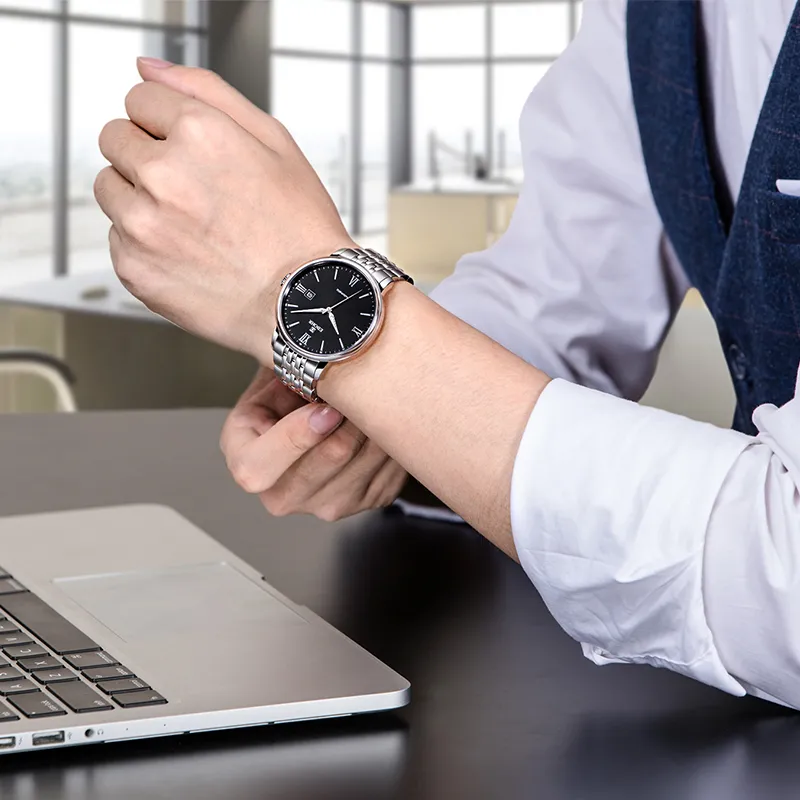 EBOHR EBOHR Master Collection Mechanical Movement Stainless Steel Strap Watch Men's Watches Black Dial-2
