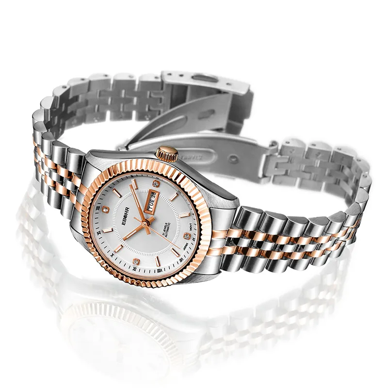 EBOHR Master Collection Mechanical Movement Stainless Steel Strap Watch Men's Watches White Dial-8