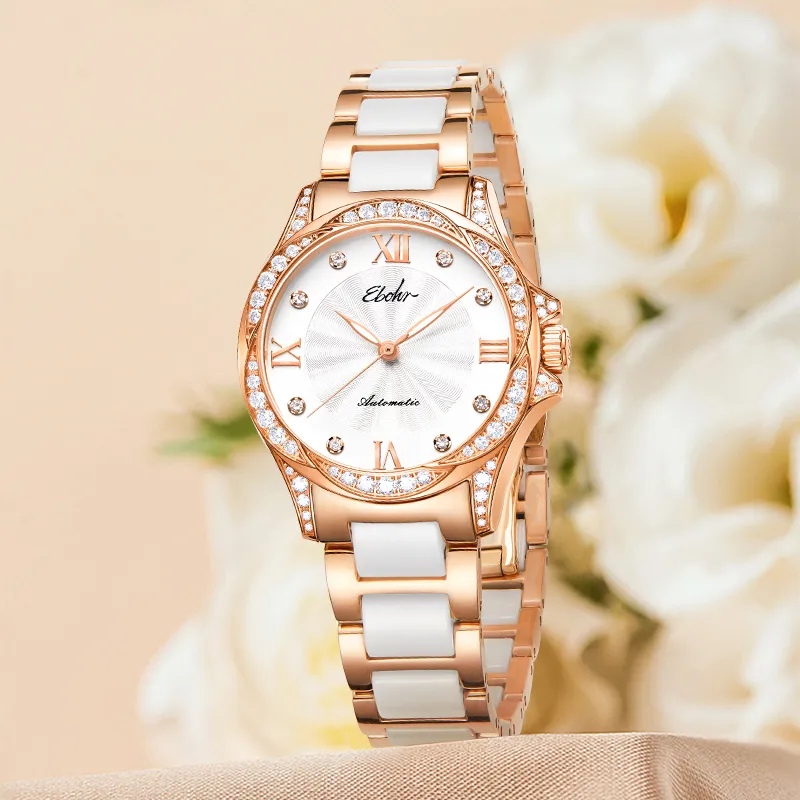 EBOHR Revenge Collection Mechanical Movement Stainless Steel Strap Watch Women's Watch White Dial-5