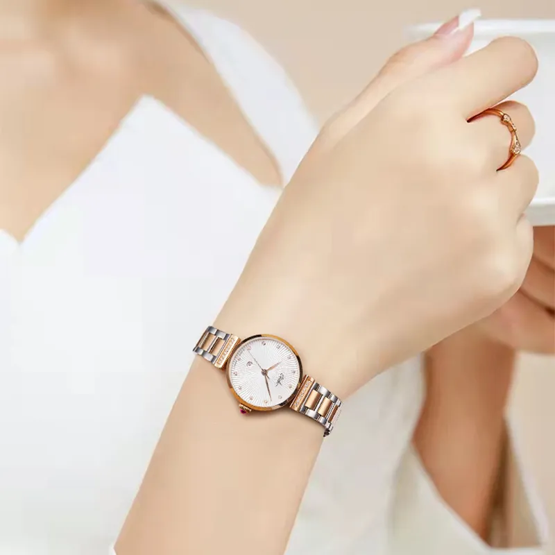 EBOHR Cana Collection Automatic Mechanical Movement Stainless Steel Strap Watch Women's Watch White Dial-2