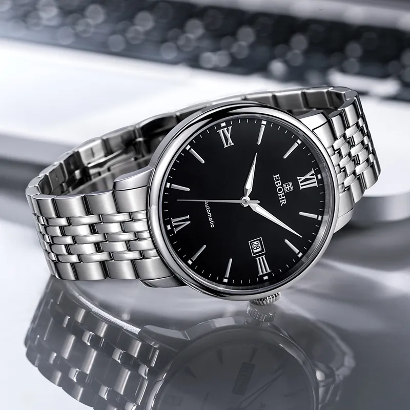 EBOHR EBOHR Master Collection Mechanical Movement Stainless Steel Strap Watch Men's Watches Black Dial-4