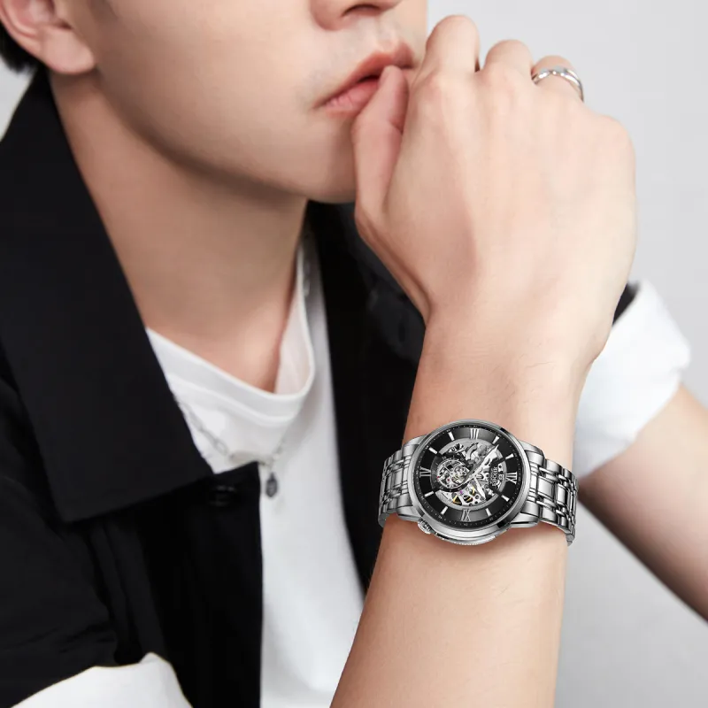 EBOHR Master Collection Mechanical Heart Mechanical Movement Watch Men's Watches Black Dial-10
