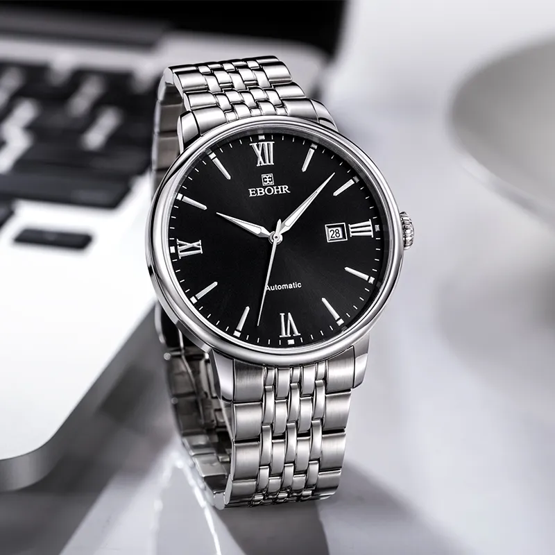 EBOHR EBOHR Master Collection Mechanical Movement Stainless Steel Strap Watch Men's Watches Black Dial-3
