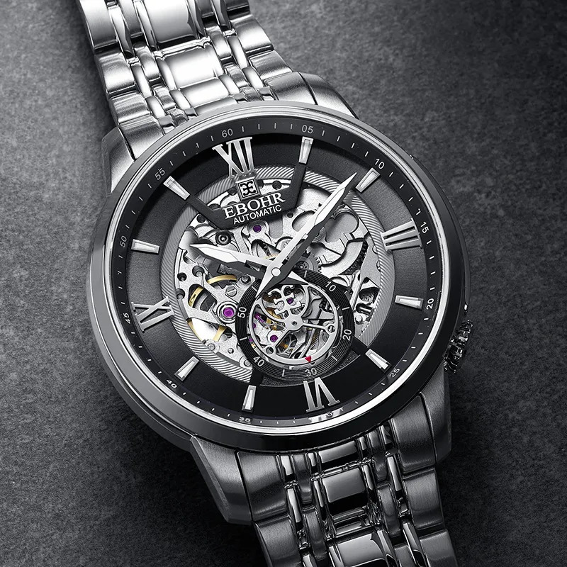 EBOHR Master Collection Mechanical Heart Mechanical Movement Watch Men's Watches Black Dial-13