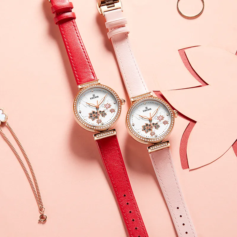EBOHR Revenge Collection Mechanical Movement Leather Watch Bands Watch Women's Watch White Dial-7