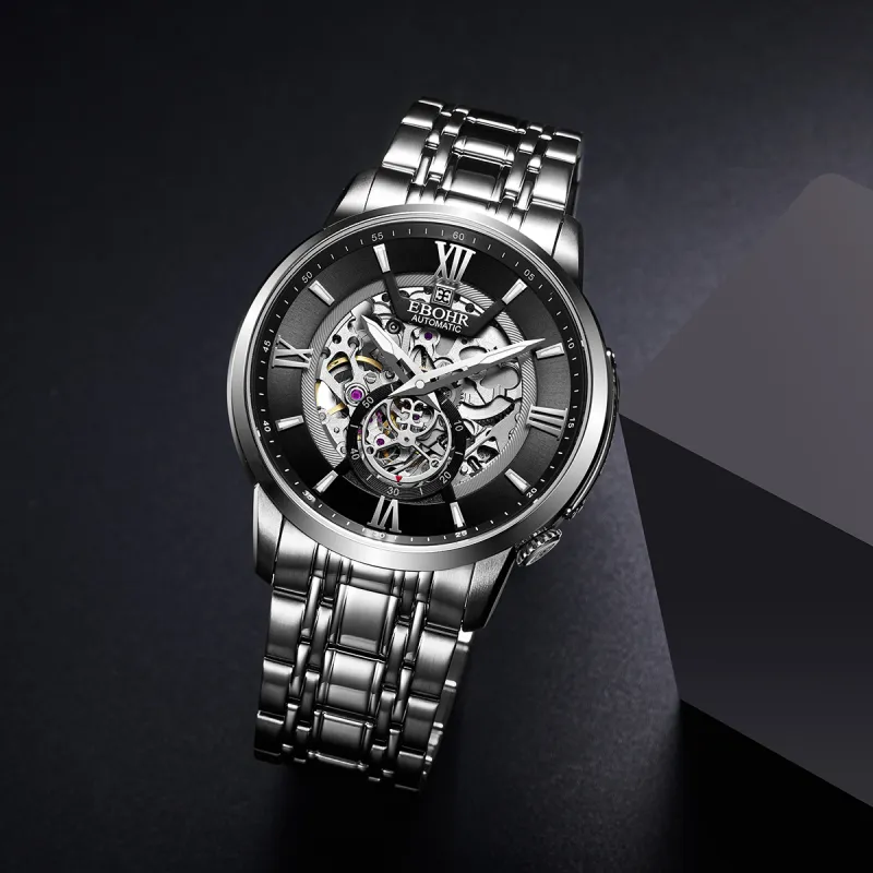 EBOHR Master Collection Mechanical Heart Mechanical Movement Watch Men's Watches Black Dial-11